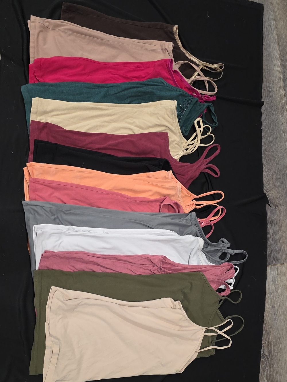 Lot of 14 Women's Solid Strappy Tank Tops - Mixed Colors